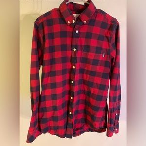 Chubbies Medium Long Sleeve Button Shirt Mens Red Blue Plaid Flannel